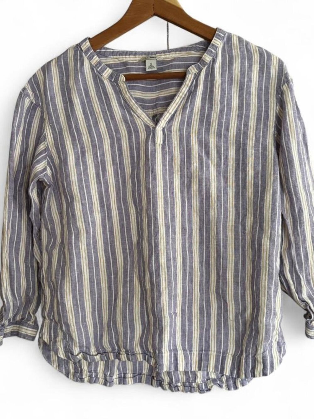 Purple & White Striped LL Bean Shirt, Womens Small